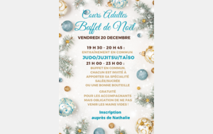 Buffet Noël adultes, entraînement en commun Judo/Jujitsu/Taïso